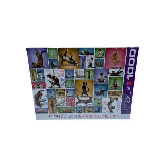 Eurographic Puzzles YOGA CATS 1000 Piece Jigsaw Puzzle NEW Made in USA Kitty Cat - Picture 1 of 3